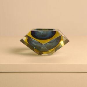 Blue Yellow Murano Glass Ashtray