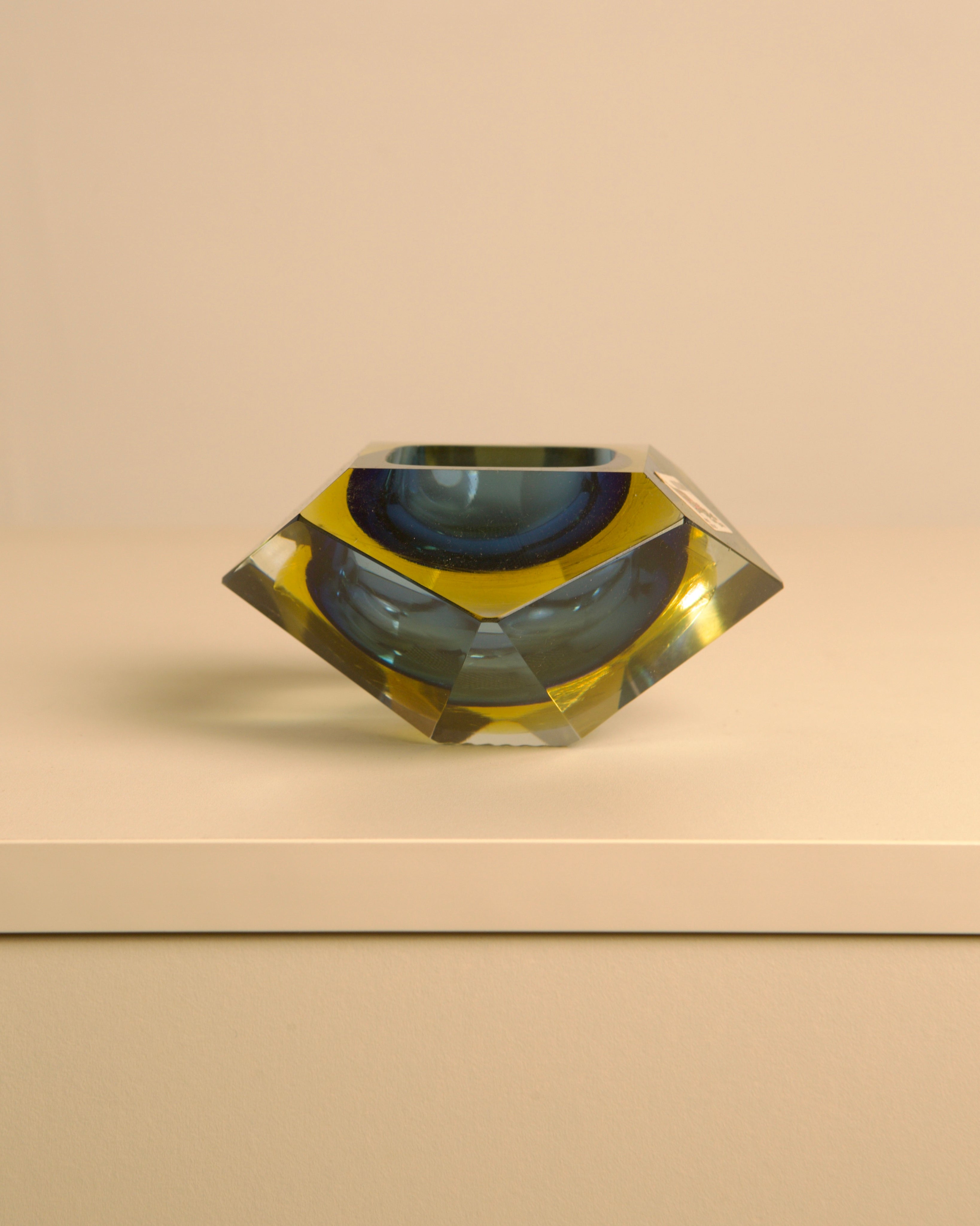 Blue Yellow Murano Glass Ashtray