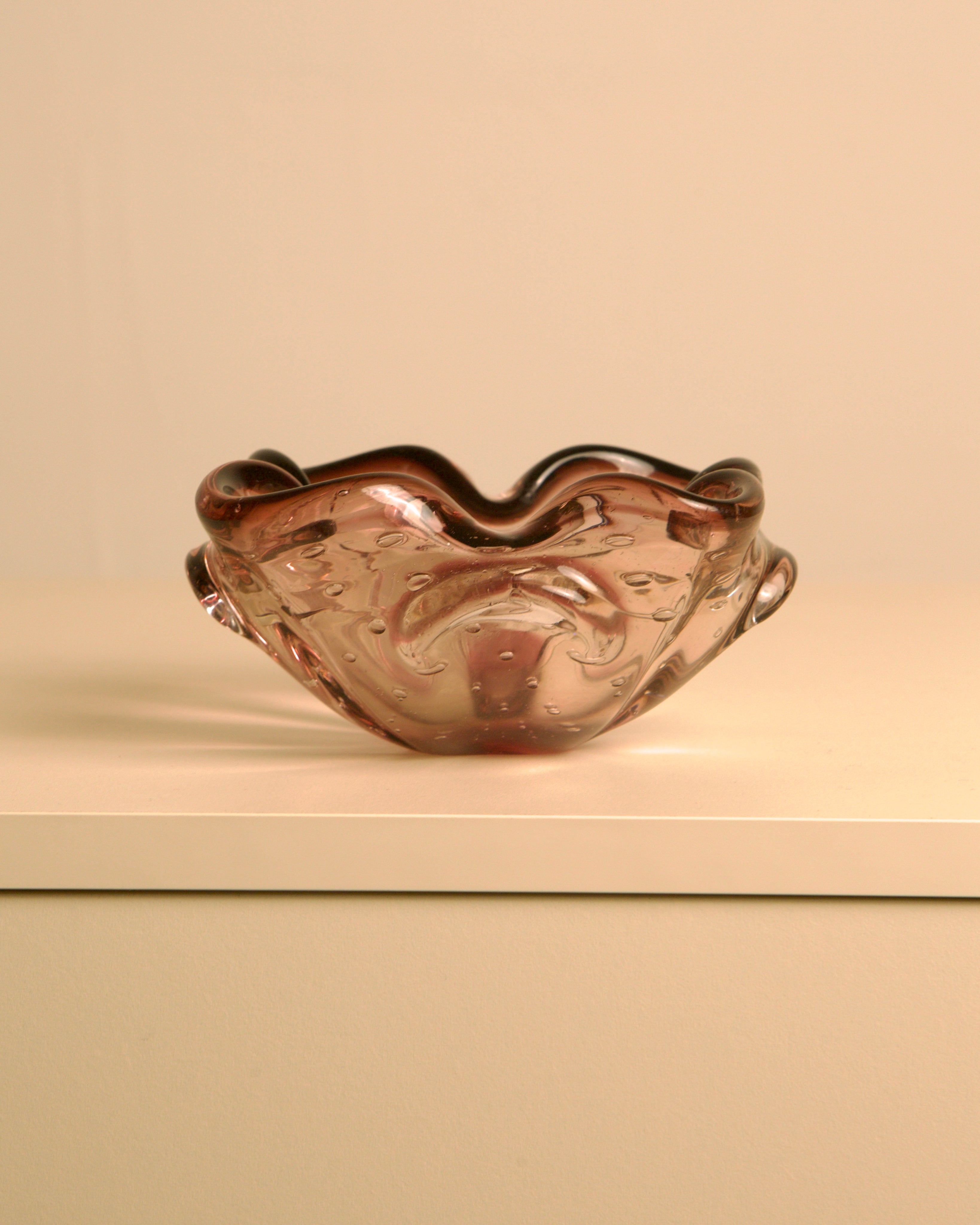 Amber Murano Glass Flower Ashtray - Image 2
