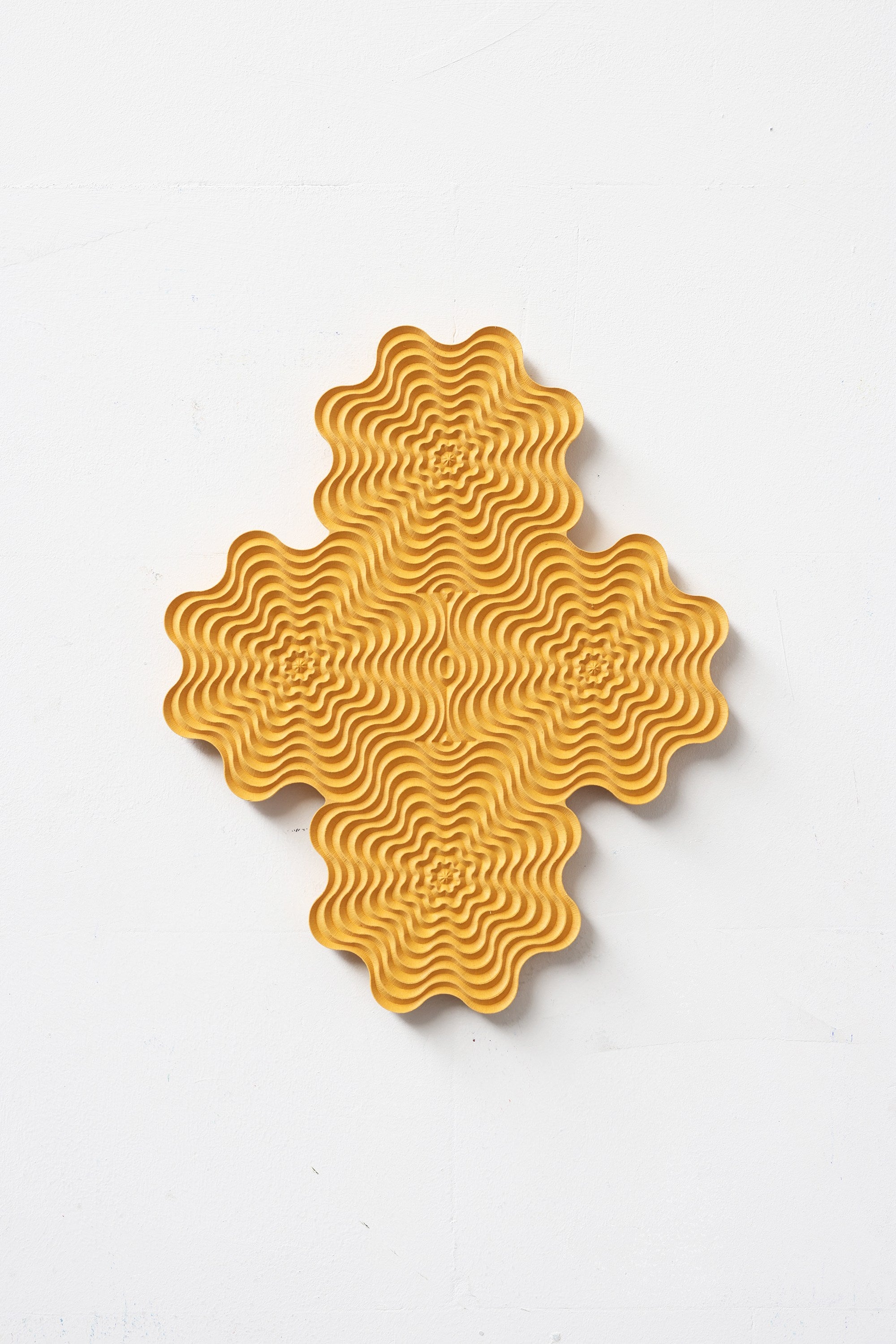 Ochre Carved Wood Wall Sculpture - Image 2