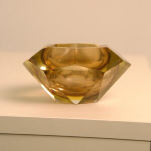 Yellow Murano Glass Diamond Ashtray