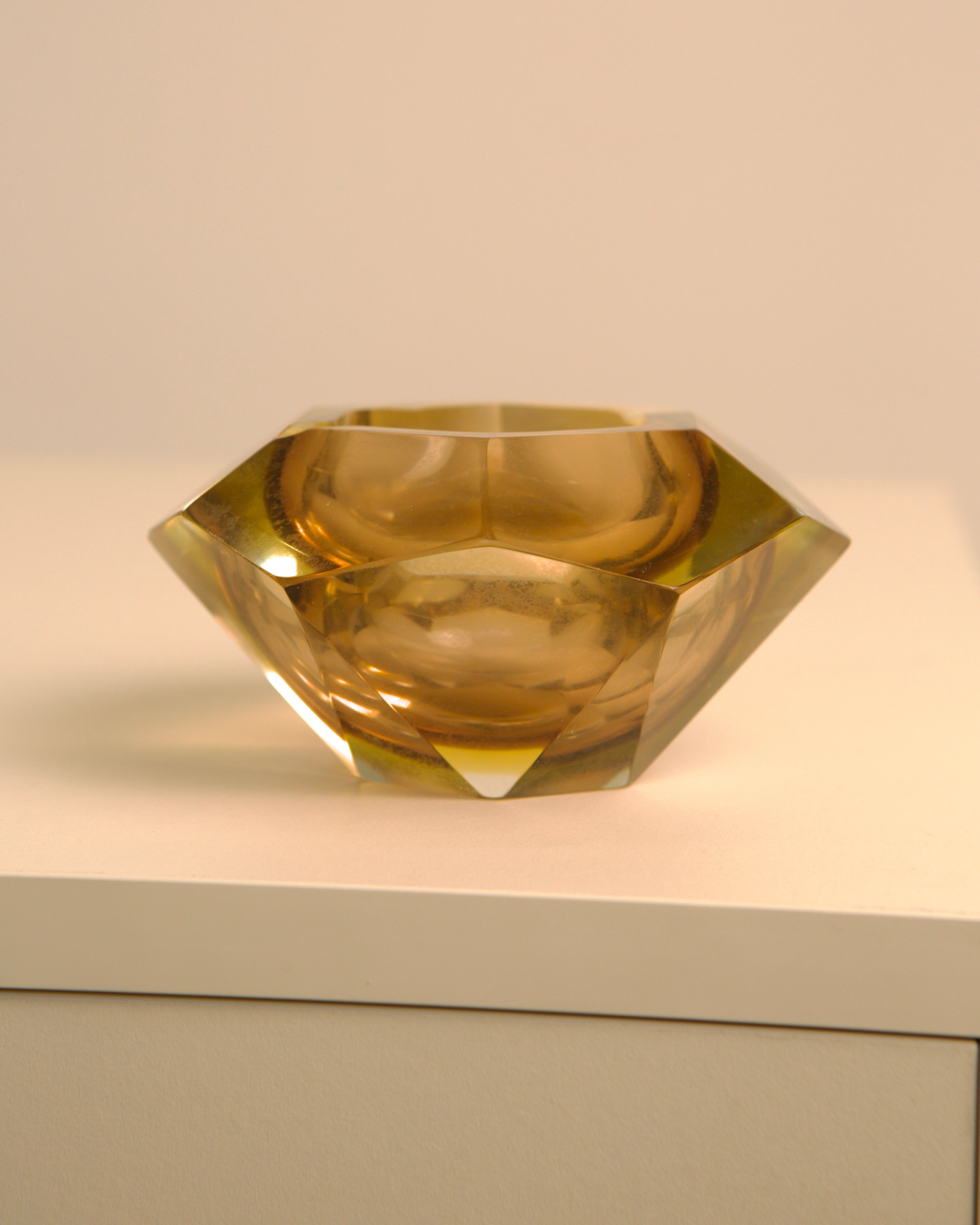 Yellow Murano Glass Diamond Ashtray