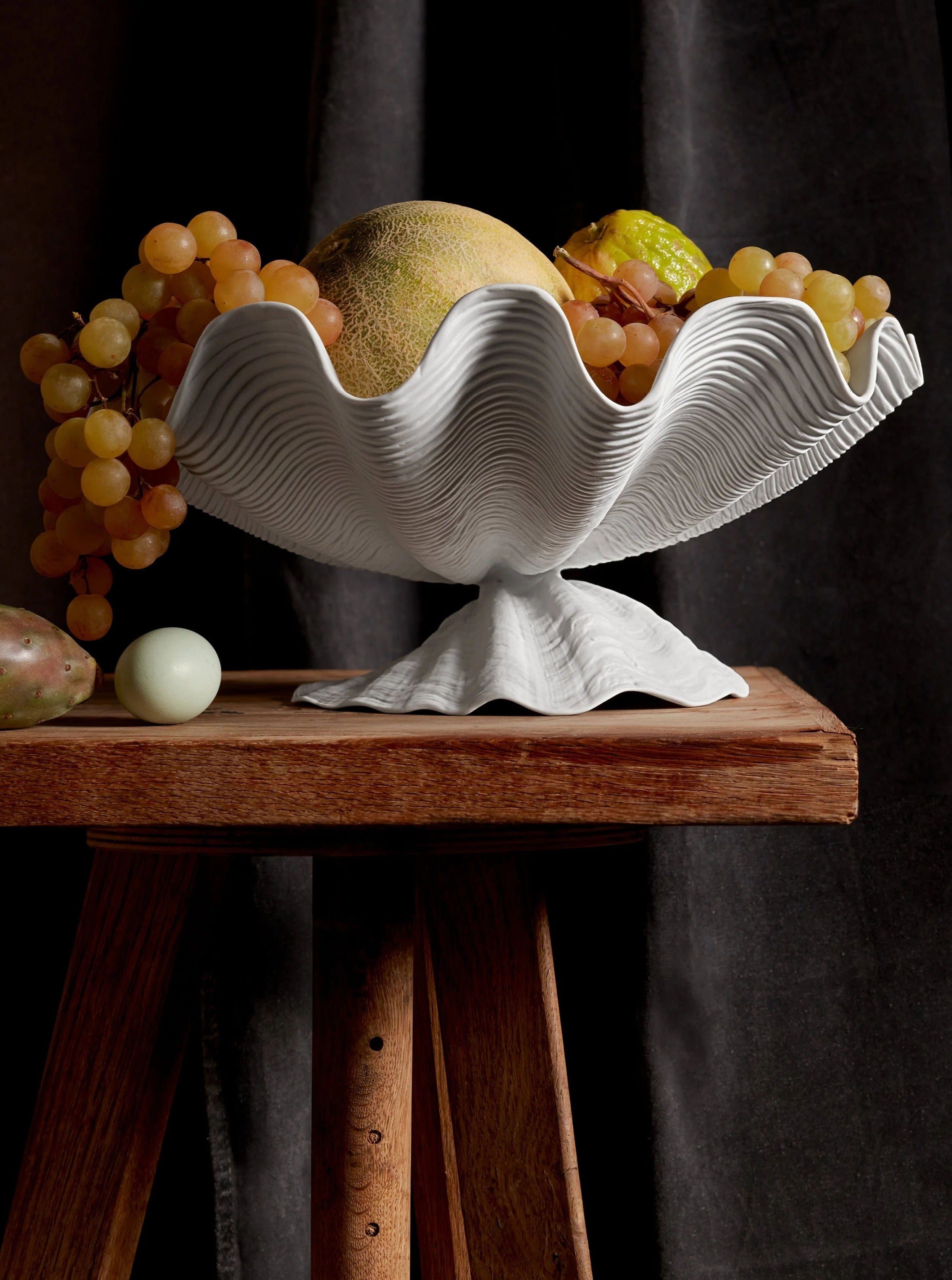 Large White Porcelain Shell Bowl - Image 2