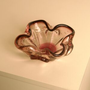 Amber Murano Glass Flower Ashtray