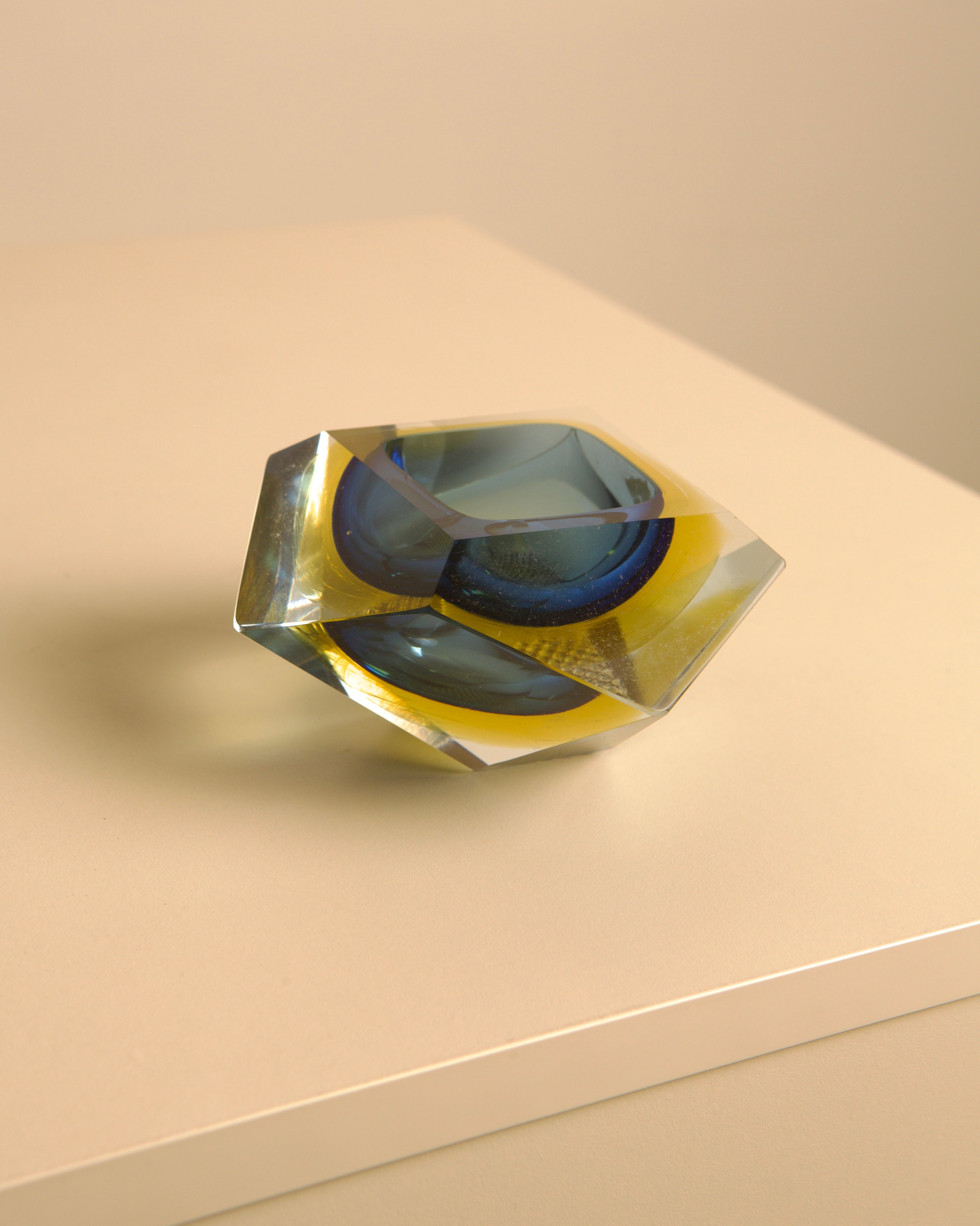 Blue Yellow Murano Glass Ashtray - Image 3