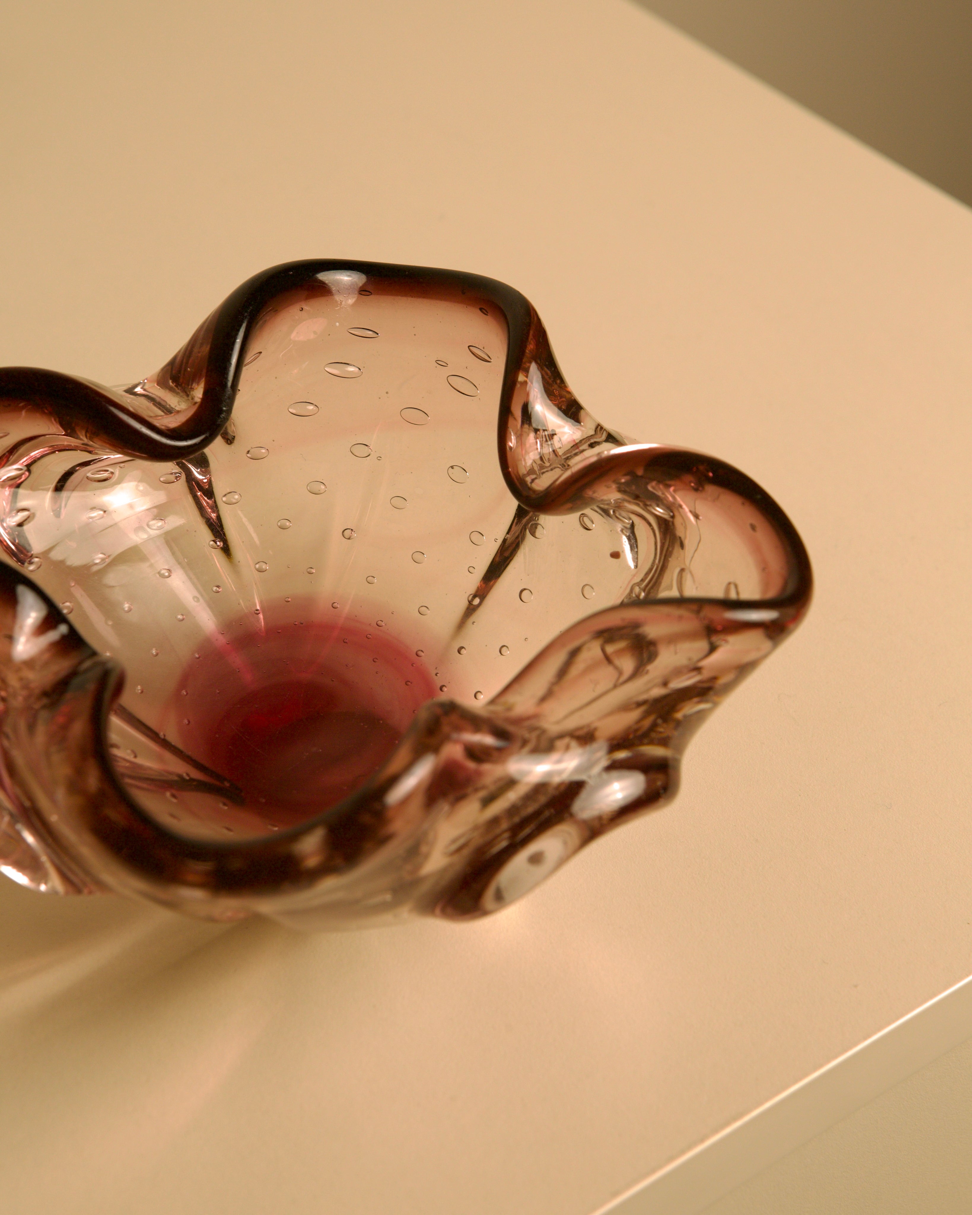 Amber Murano Glass Flower Ashtray - Image 3