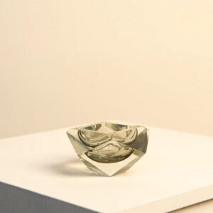 Black Faceted Glass Catchall Ashtray
