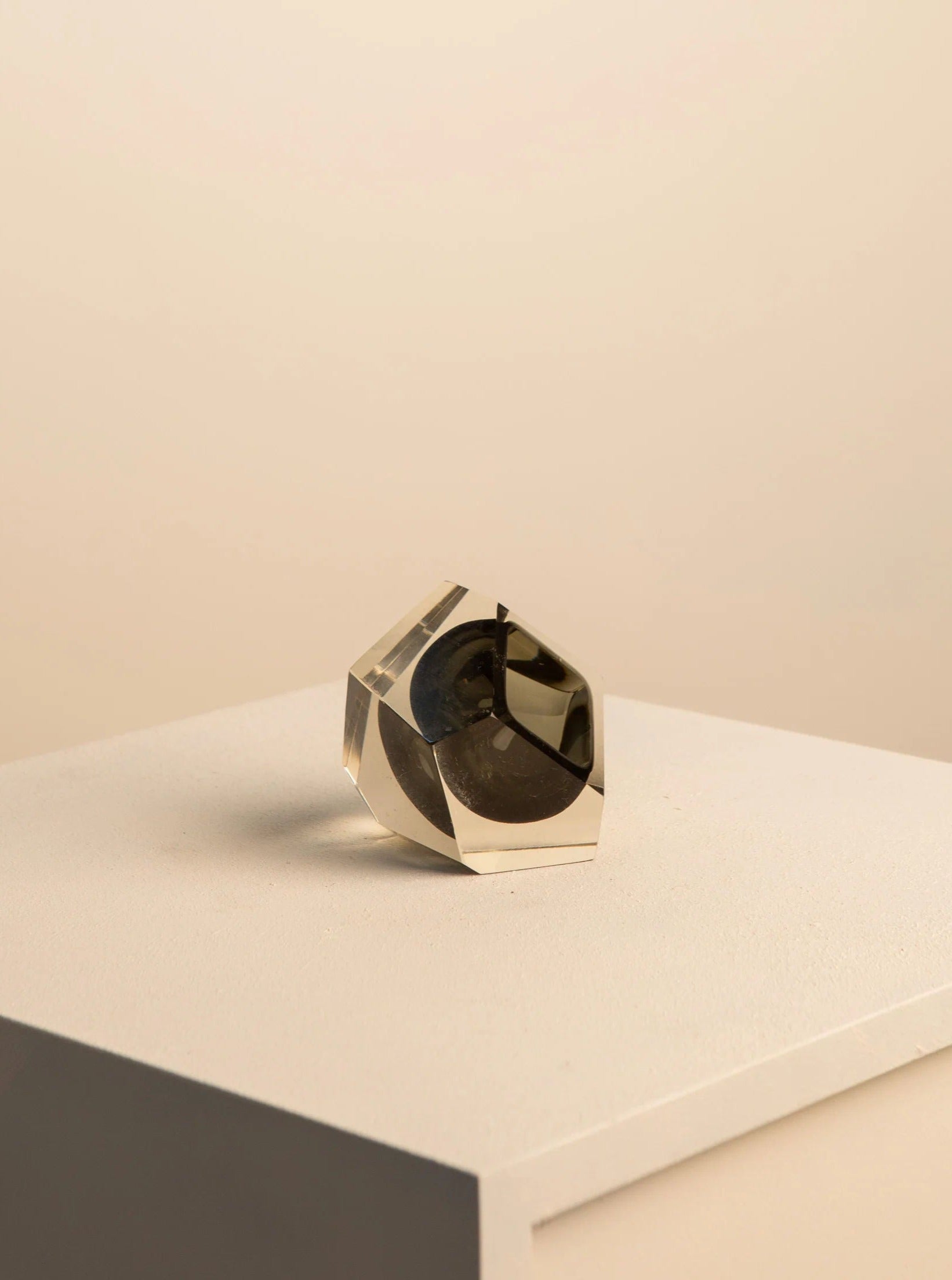 Black Faceted Glass Ashtray - Image 2