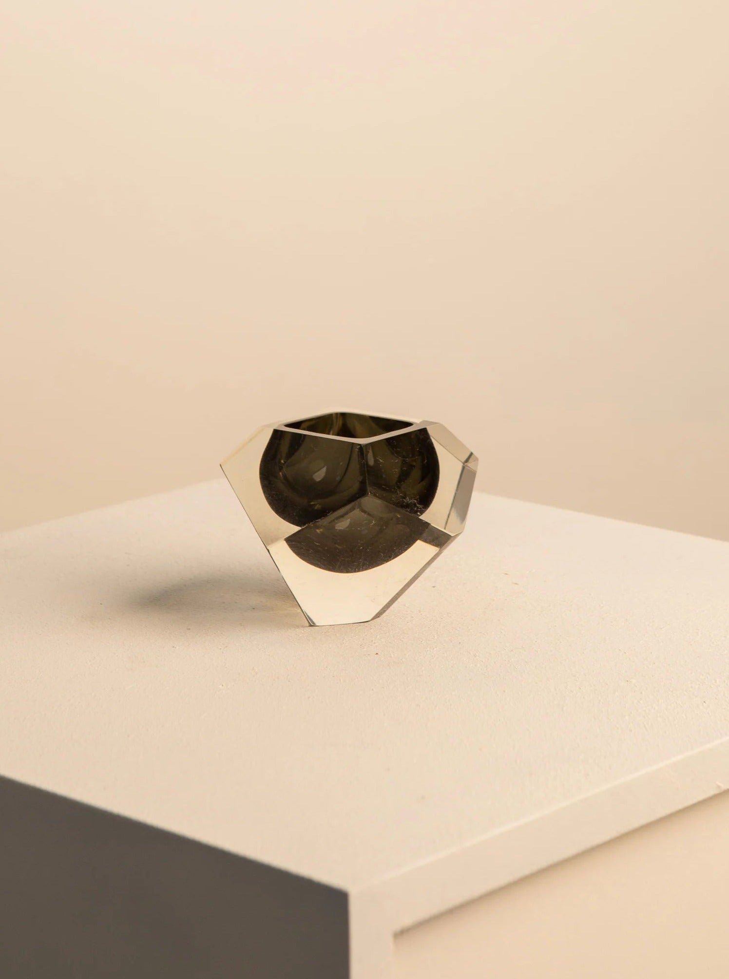 Black Faceted Glass Ashtray - Image 3