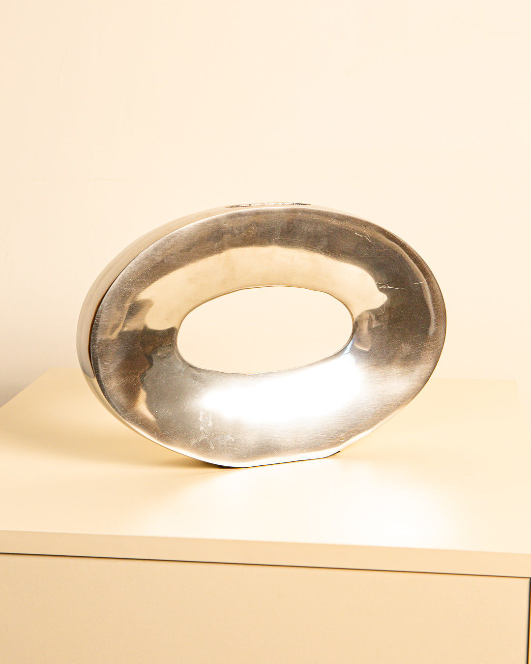 1980s Oval Aluminum Vase - Image 2
