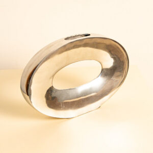 1980s Oval Aluminum Vase