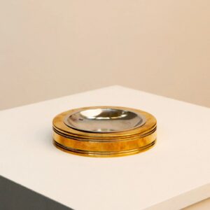 Round Silver And Brass Catchall Tray