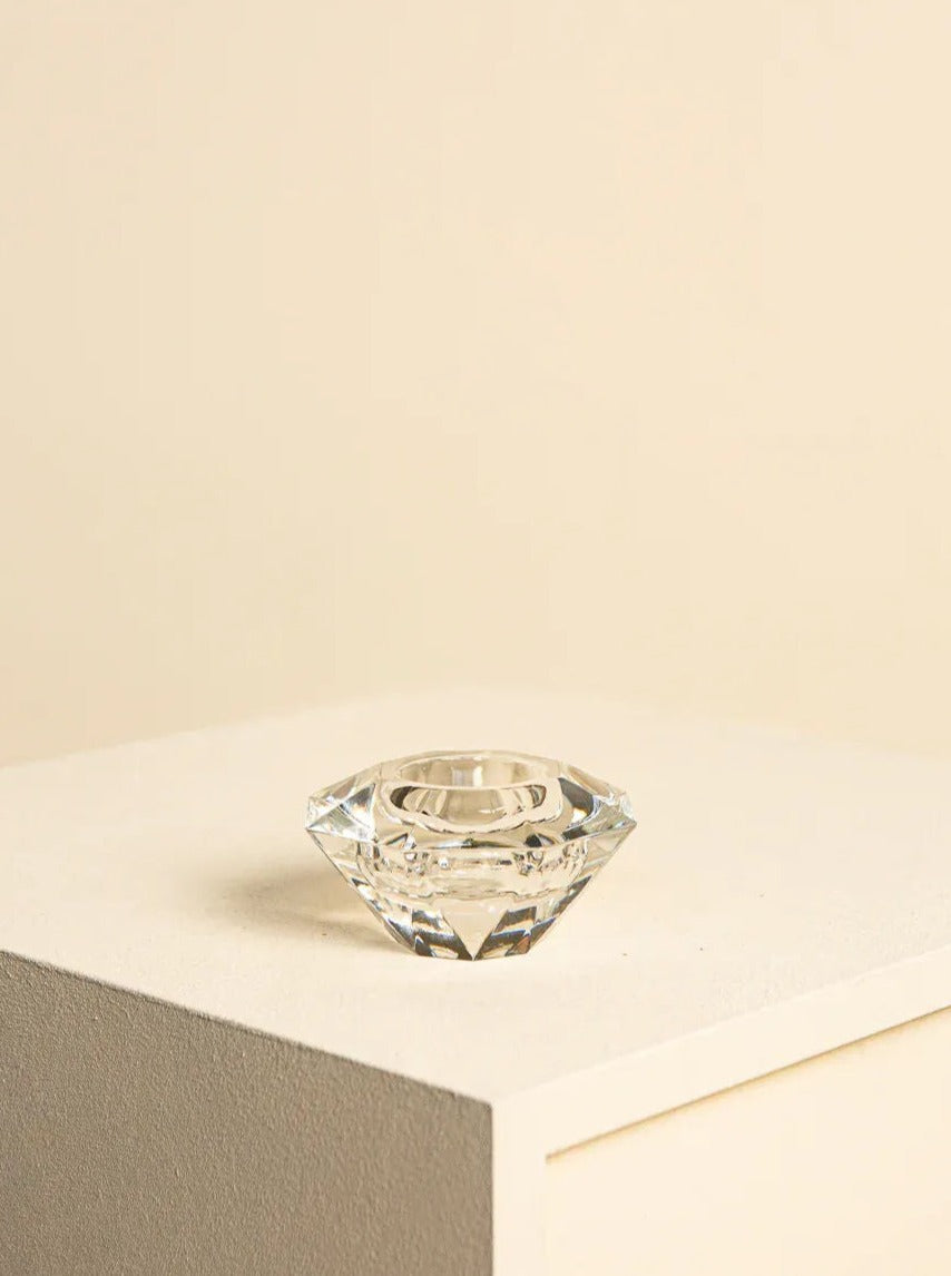 Transparent Faceted Glass Storage Tray