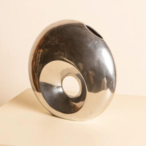 1980s Aluminum Circle Vase