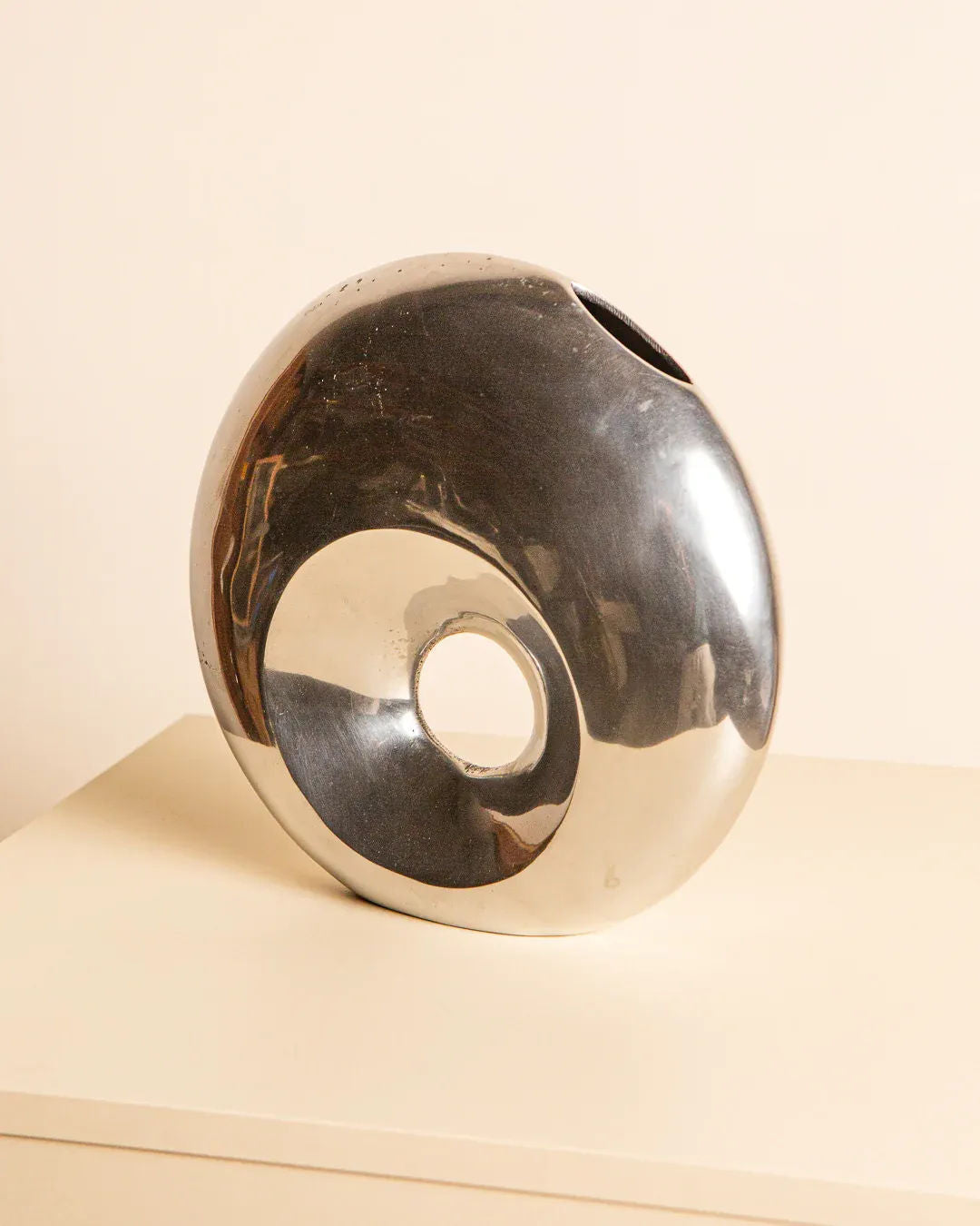 1980s Aluminum Circle Vase
