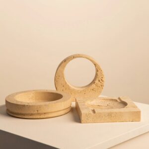 Natural Travertine Desk Accessory Set