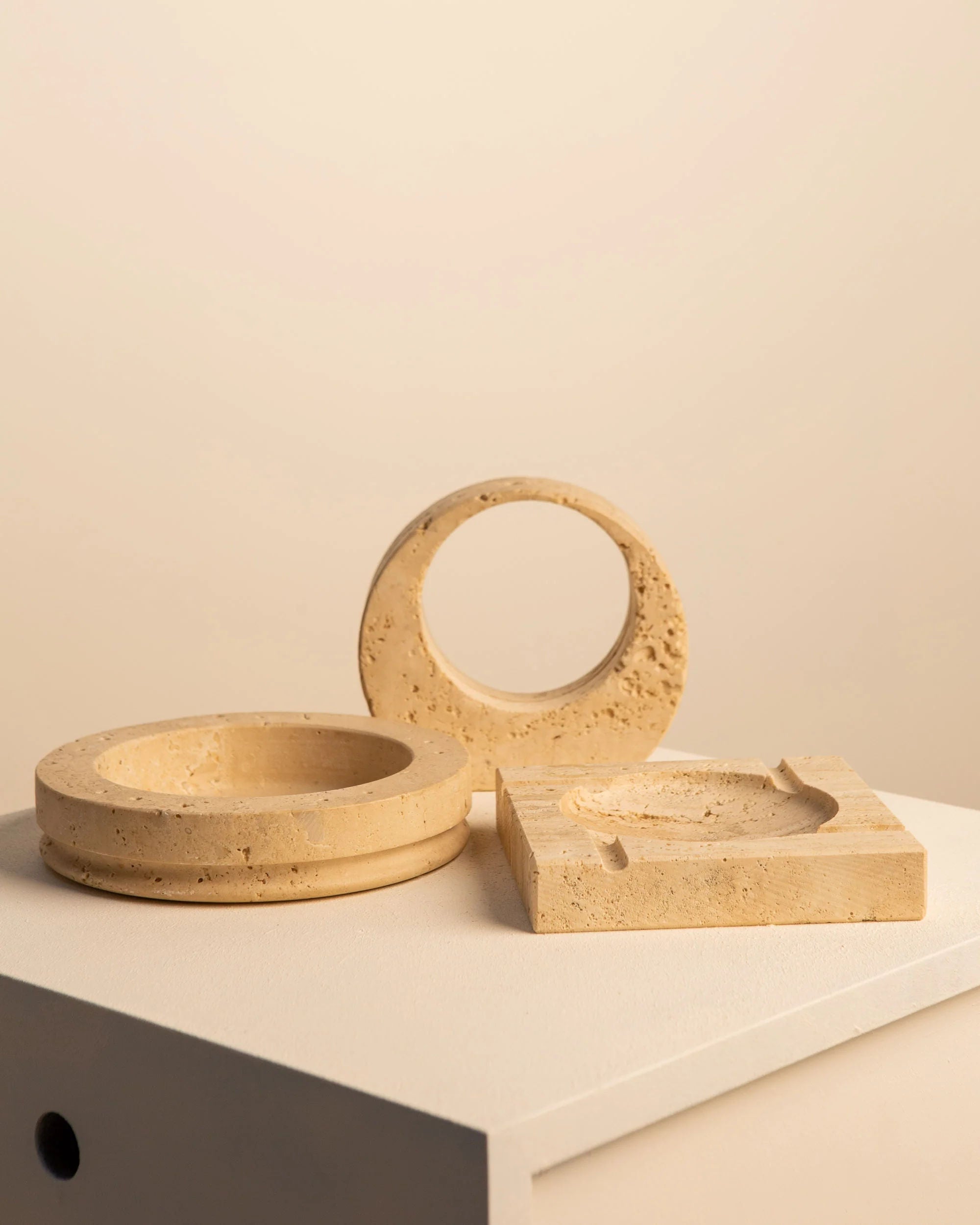 Natural Travertine Desk Accessory Set