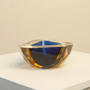 Blue Yellow Glass Catchall Ashtray