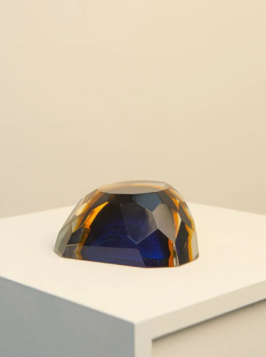 Blue Yellow Glass Catchall Ashtray - Image 3