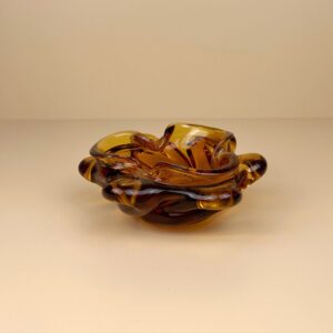 Amber Bohemian Glass Ashtray