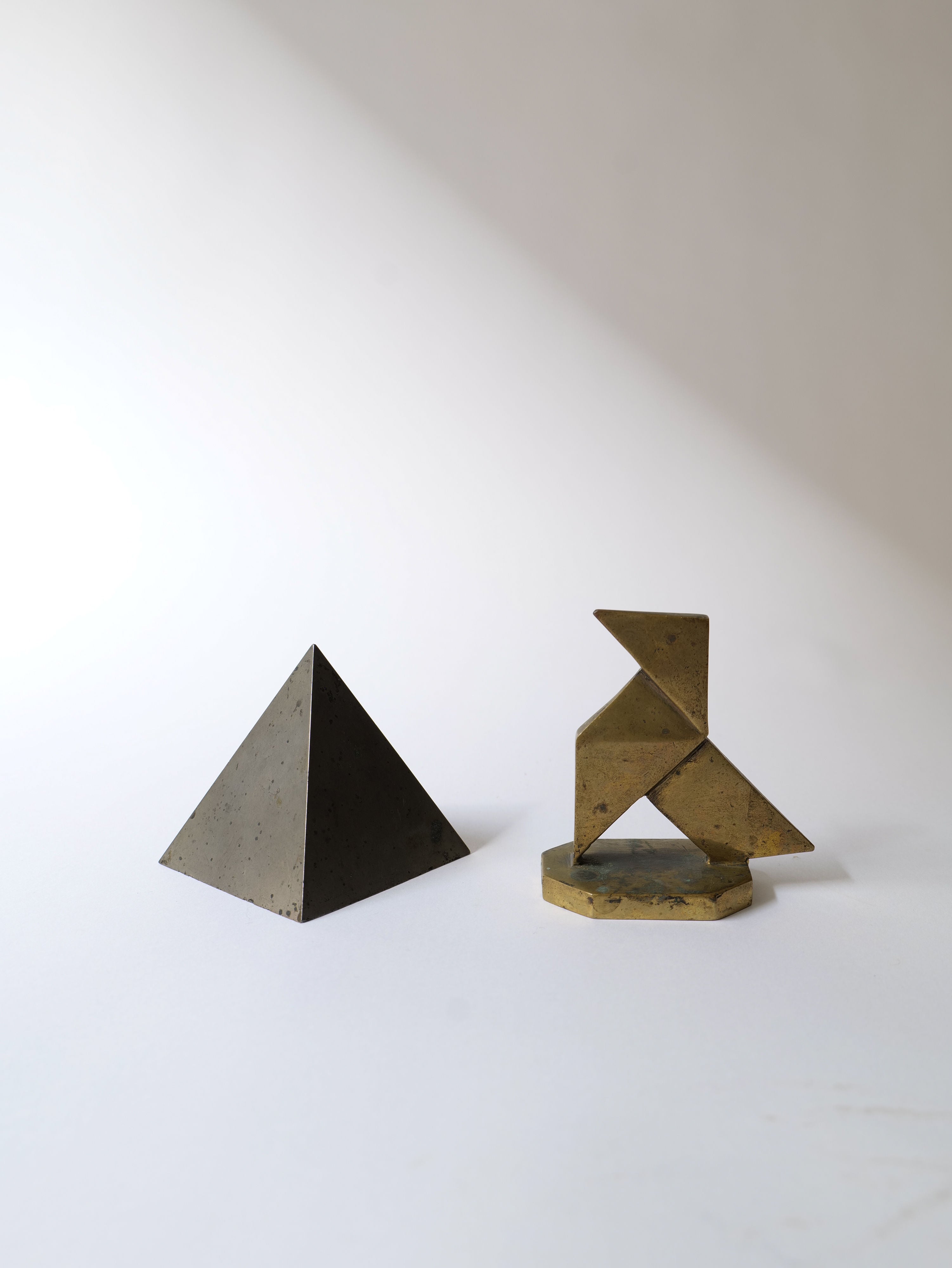 Pair of Bronze Geometric Paperweights - Image 3