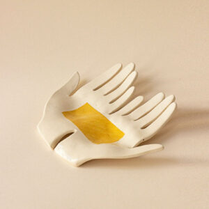 Yellow Double Hand Ceramic Tray