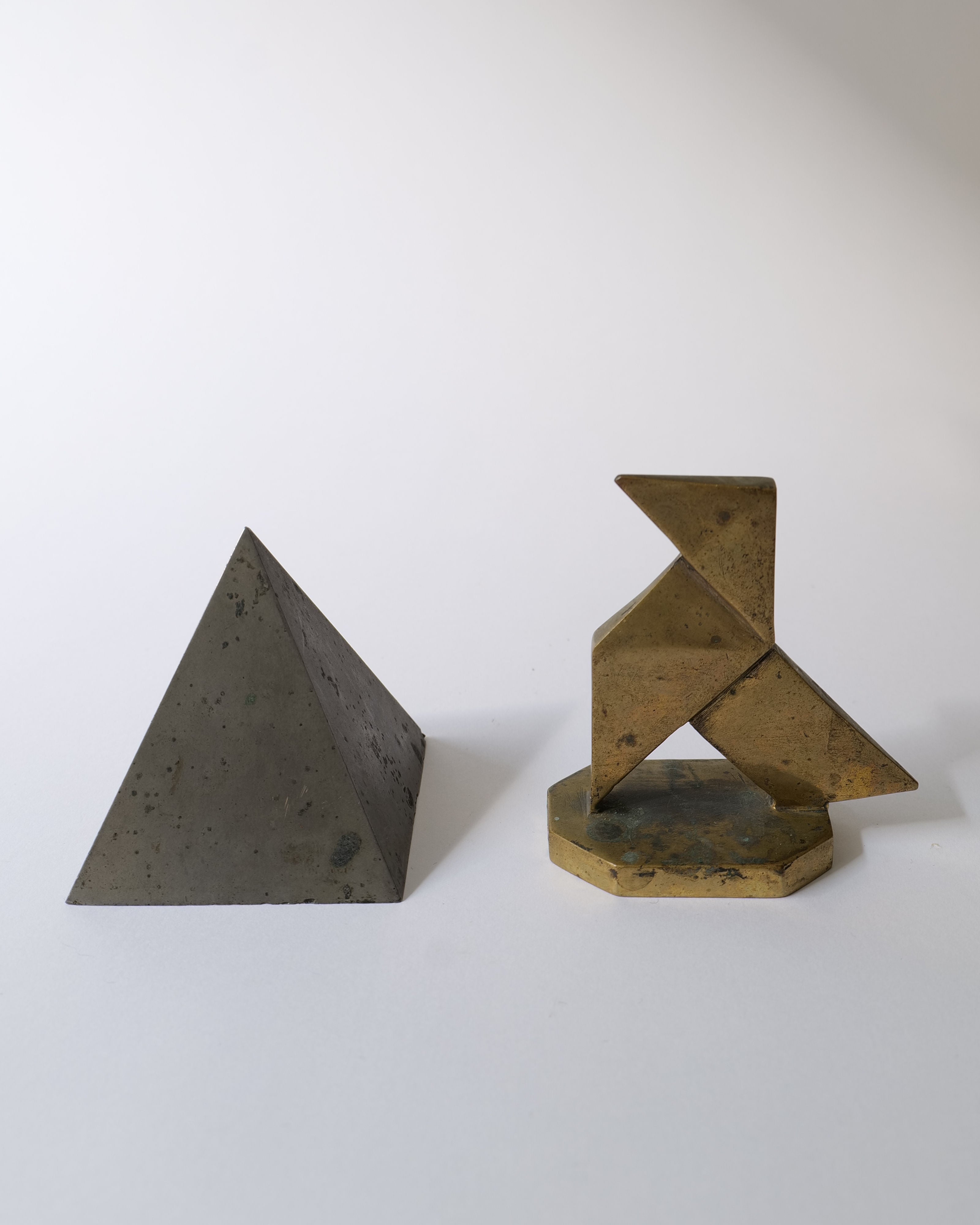 Pair of Bronze Geometric Paperweights - Image 2