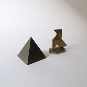 Pair of Bronze Geometric Paperweights