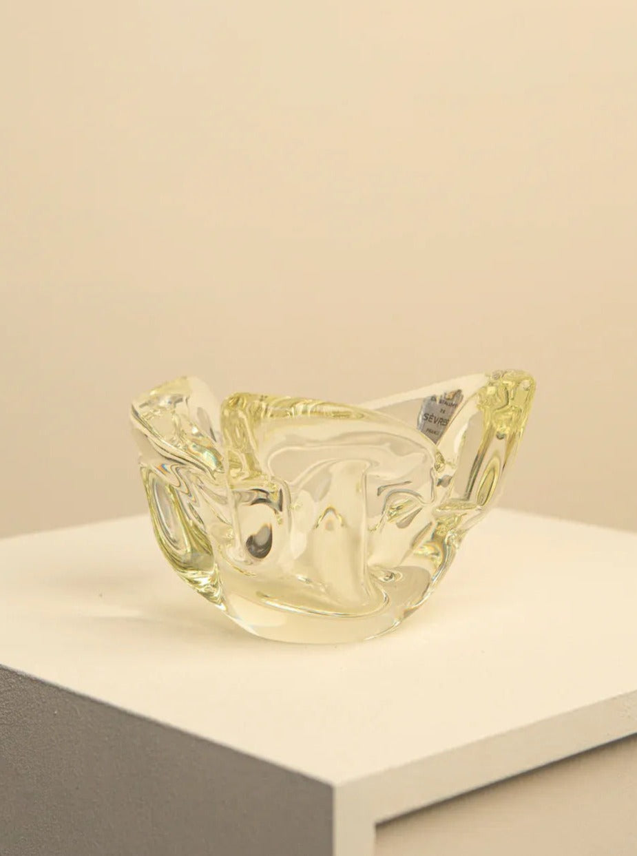 Lemon Yellow Crystal Display Bowl