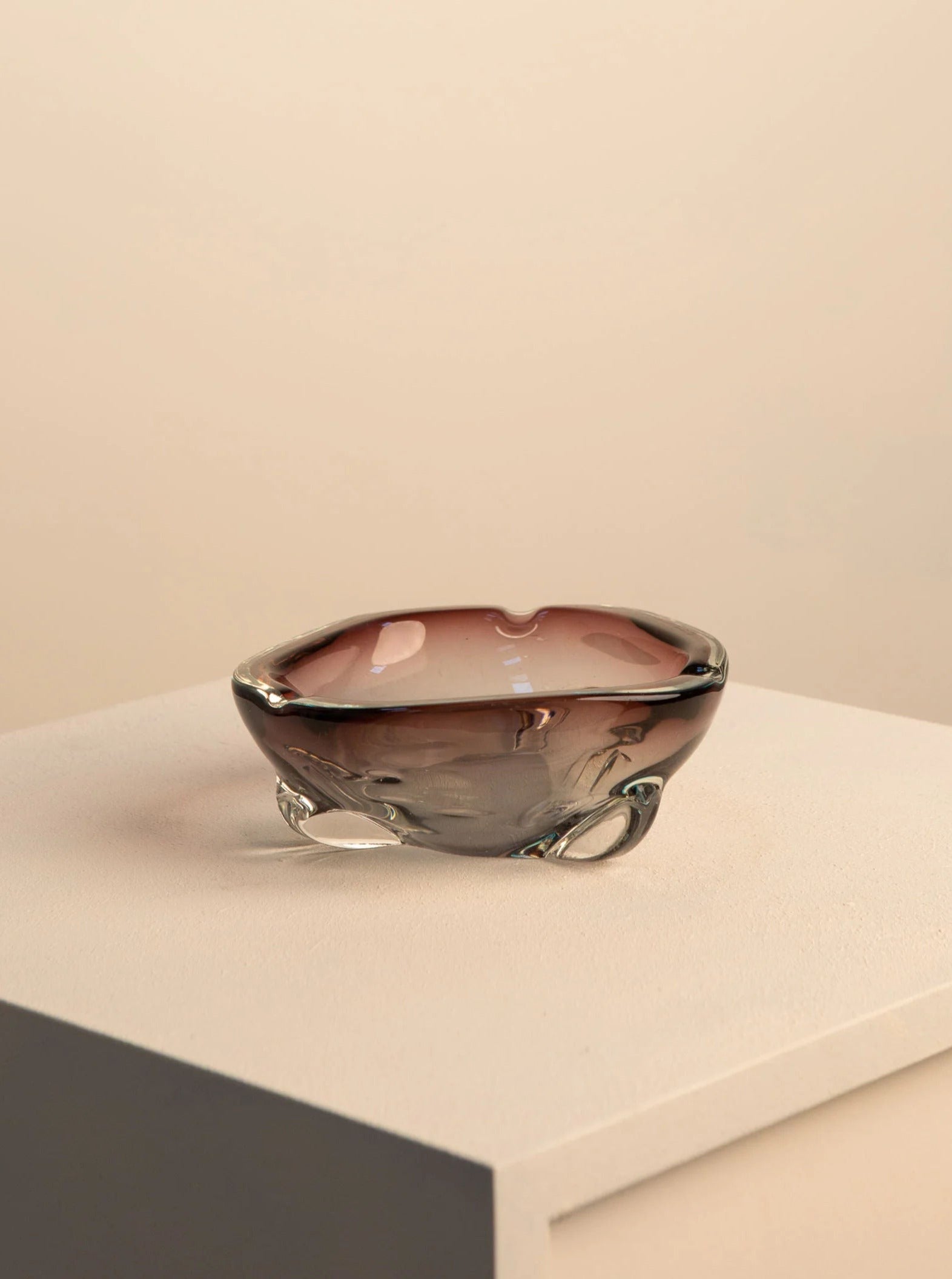 Mauve Transparent Glass Ashtray