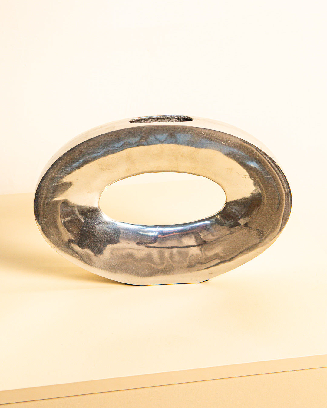 1980s Oval Aluminum Vase - Image 3