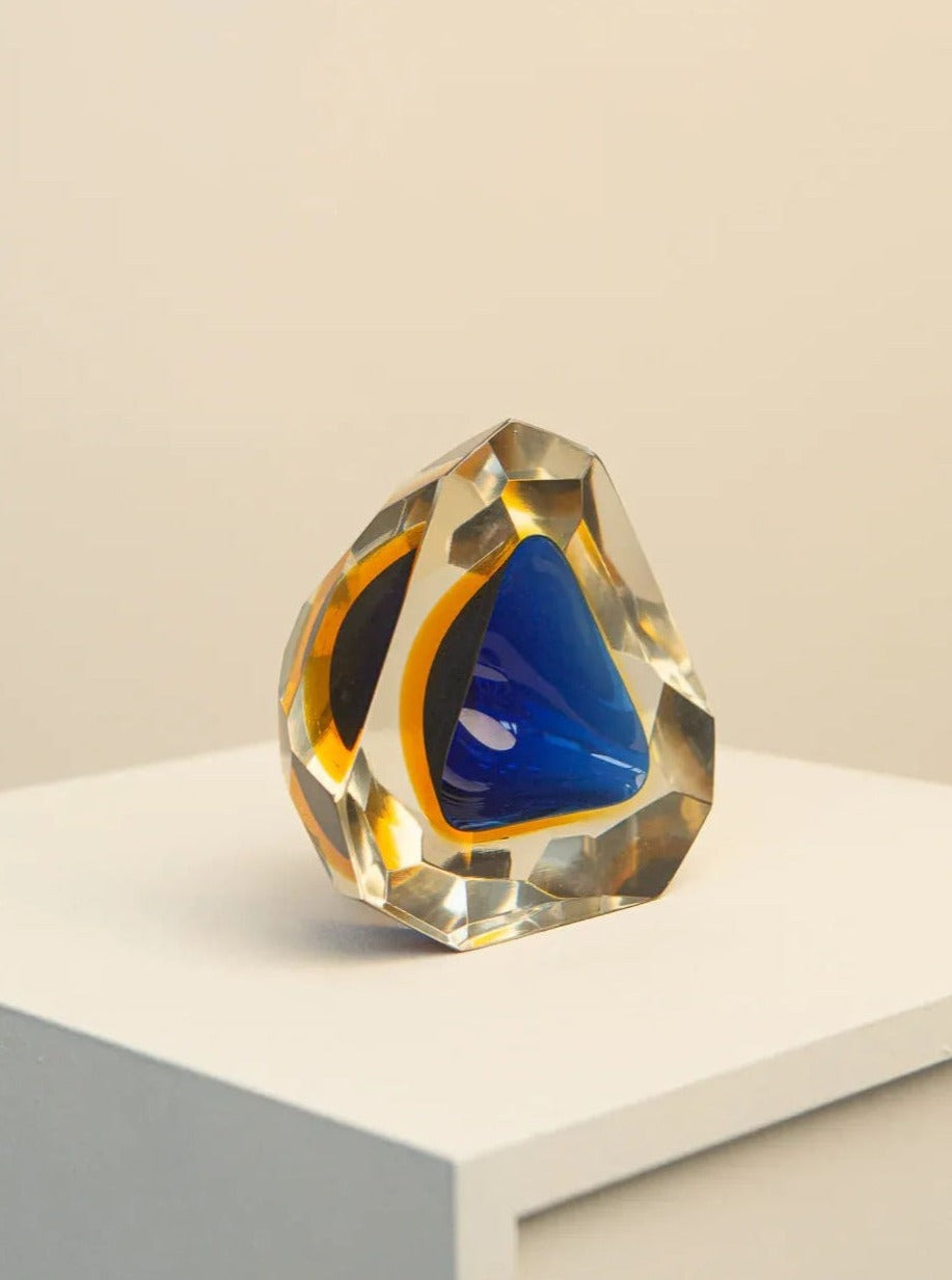 Blue Yellow Glass Catchall Ashtray - Image 2