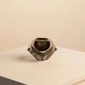 Black Faceted Glass Ashtray