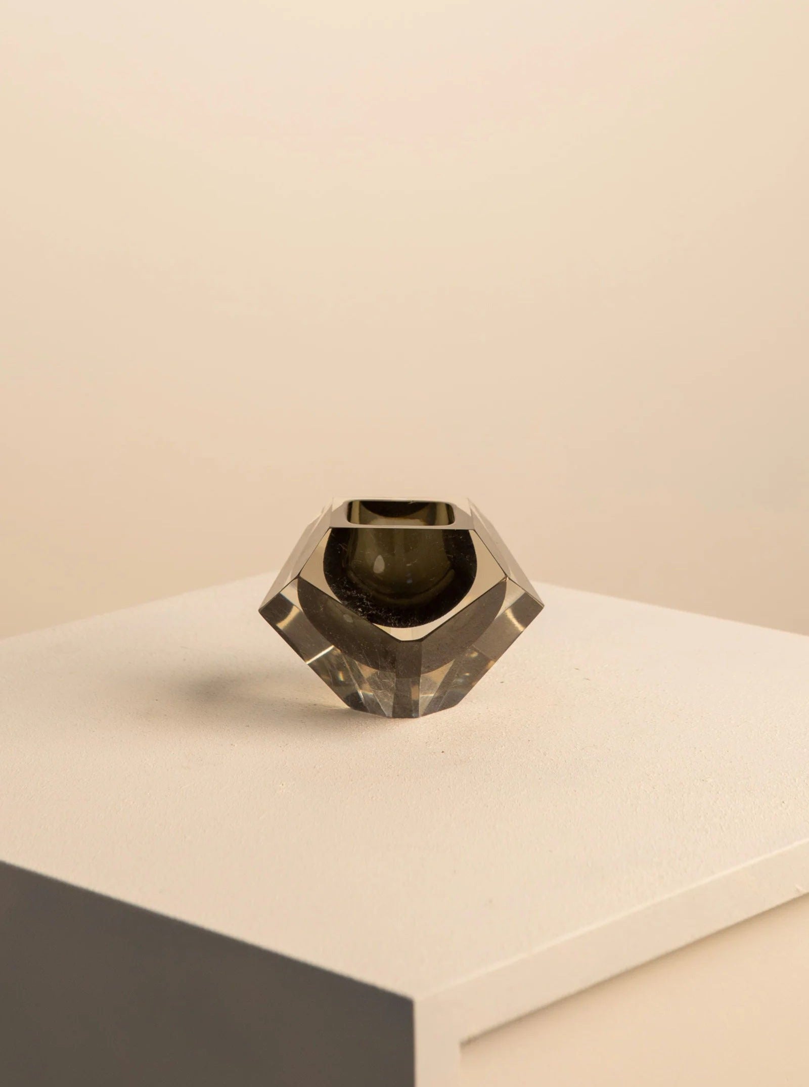 Black Faceted Glass Ashtray