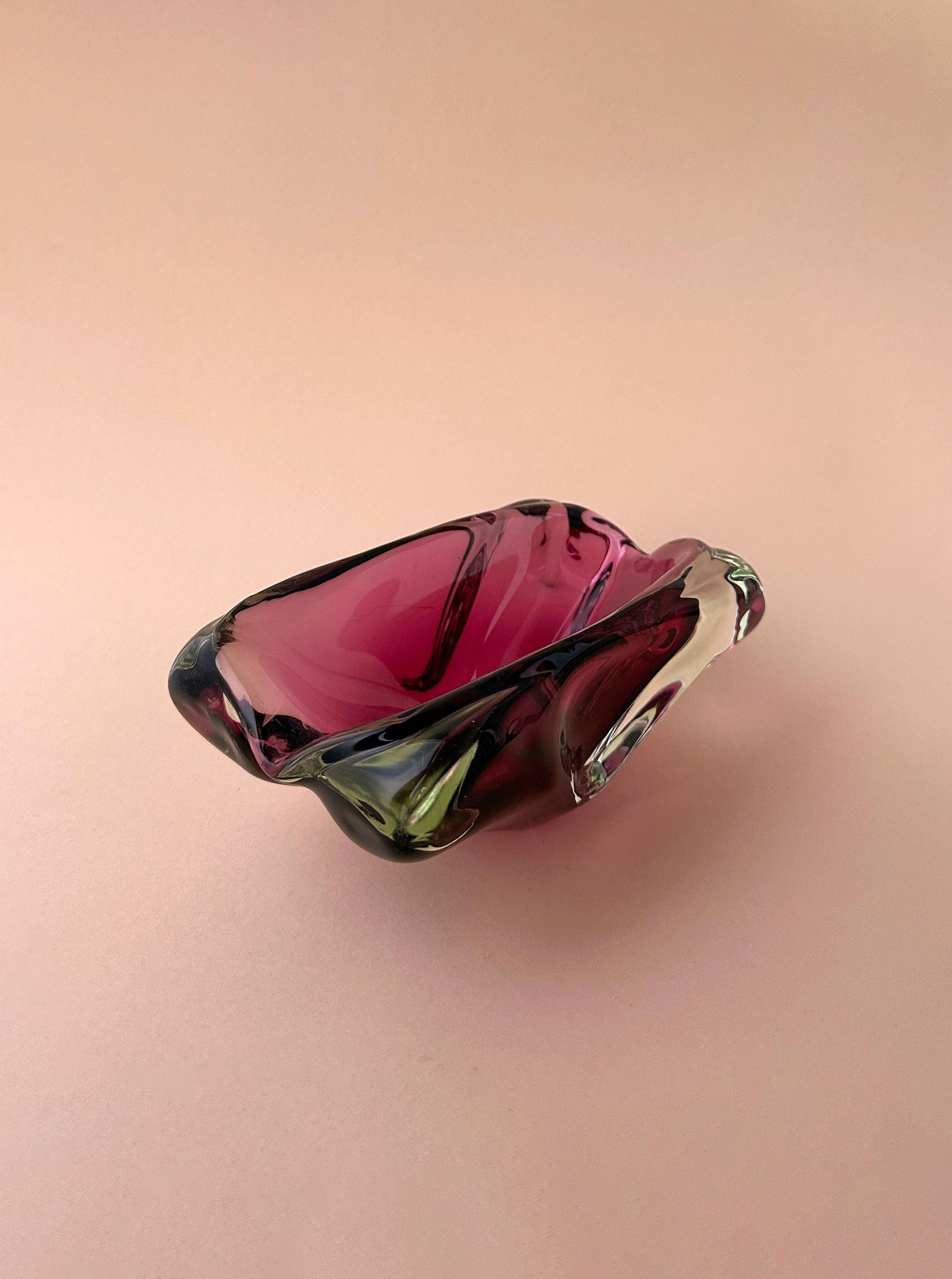 Large Cherry Red Glass Bowl from Bohemia 1970s - Image 2