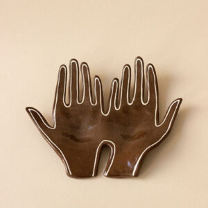 Brown Glazed Double Hand Ceramic Tray