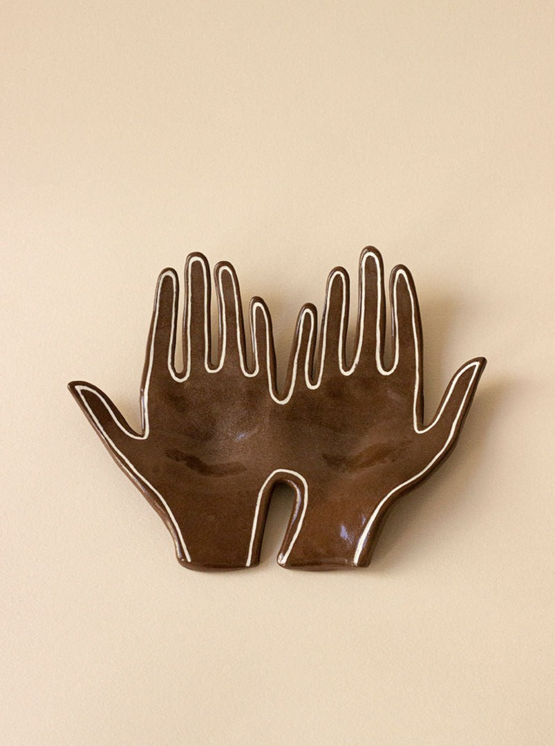 Brown Glazed Double Hand Ceramic Tray