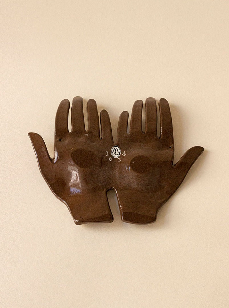 Brown Glazed Double Hand Ceramic Tray - Image 2