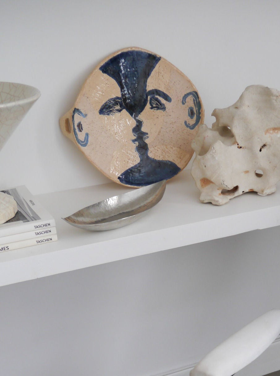 Hand-Painted Face Ceramic Display Plate - Image 3
