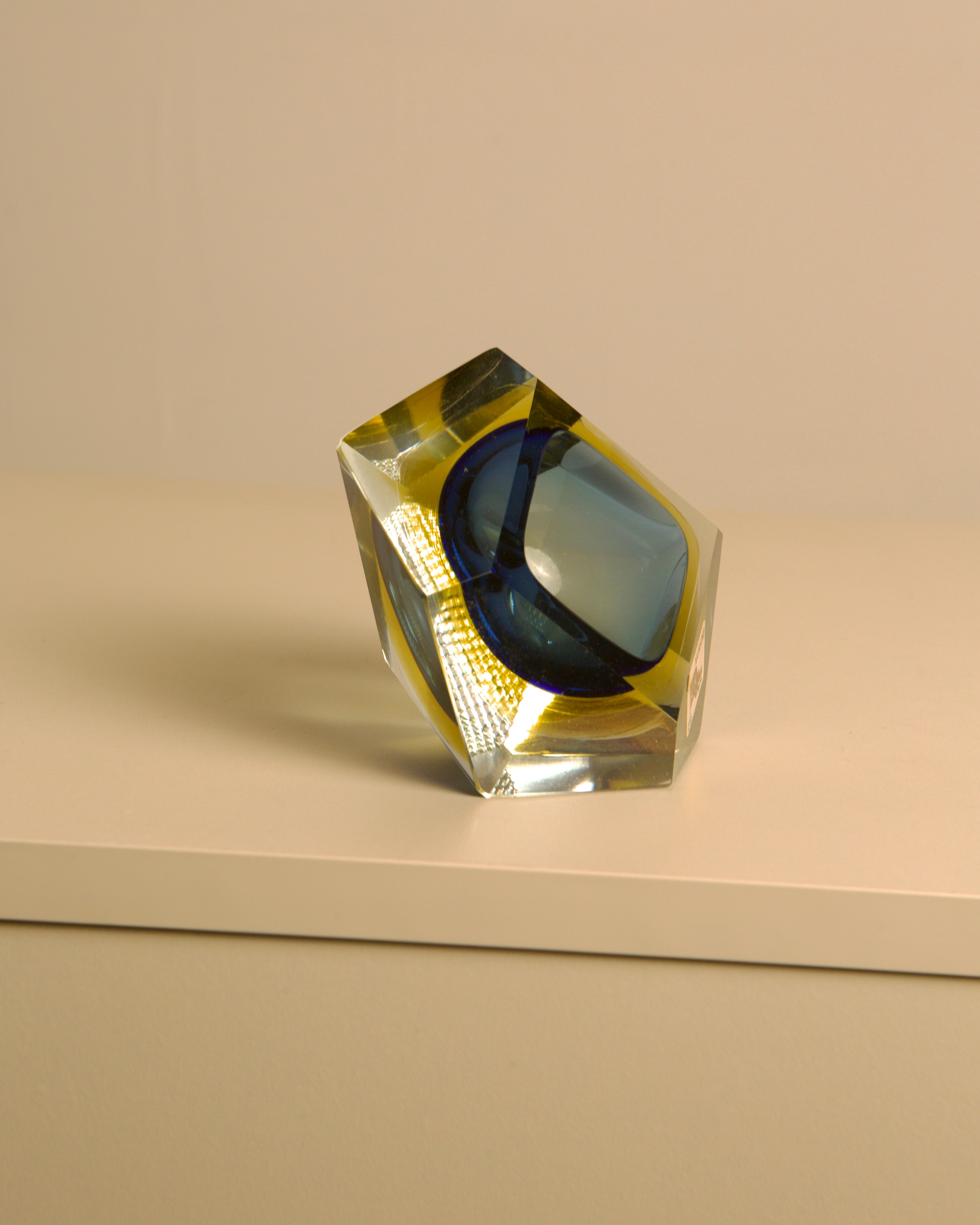 Blue Yellow Murano Glass Ashtray - Image 4