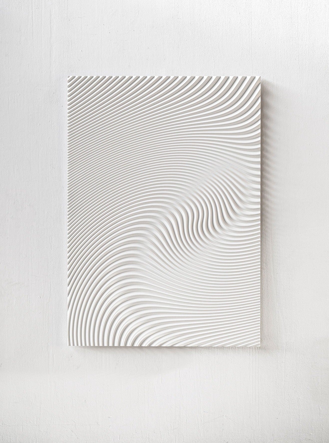 Oversized White Wave Wall Panel