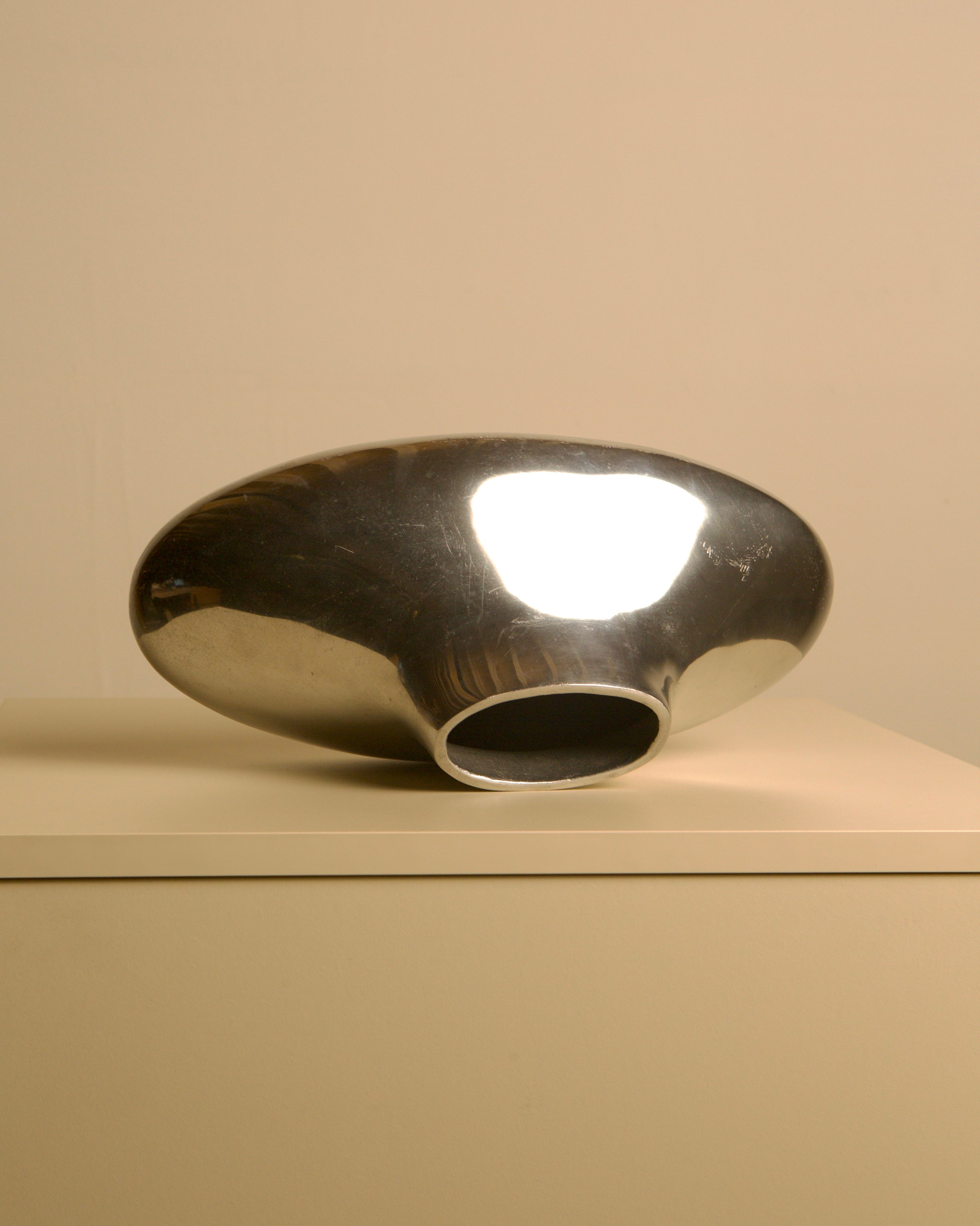 1980s Flat Cast Aluminum Vase - Image 3